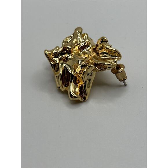 Amber Sceats 24K Gold Plated Reese Sculptural Nugget Style Earrings NWT - Picture 4 of 12
